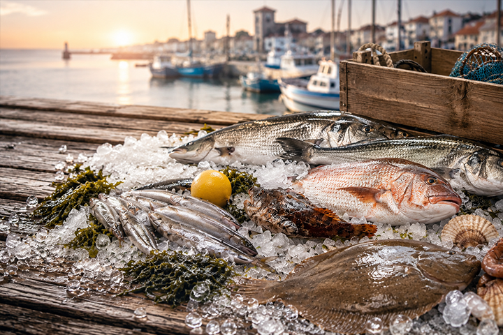 Poissons frais sur lit de glace Vieux-Boucau-les-Bains